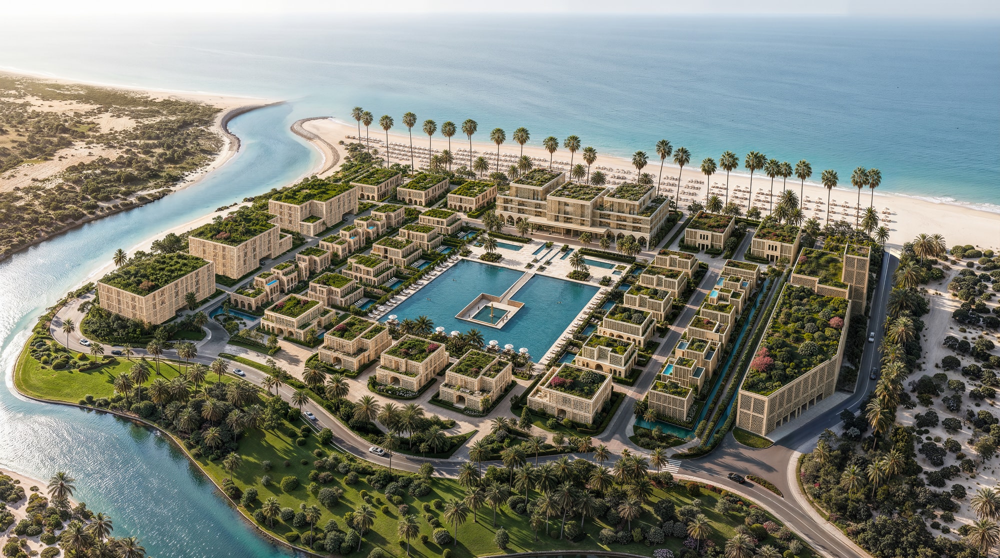 Aerial view of the Mira Ocean Estates master plan on the beachfront at Hawana Salalah
