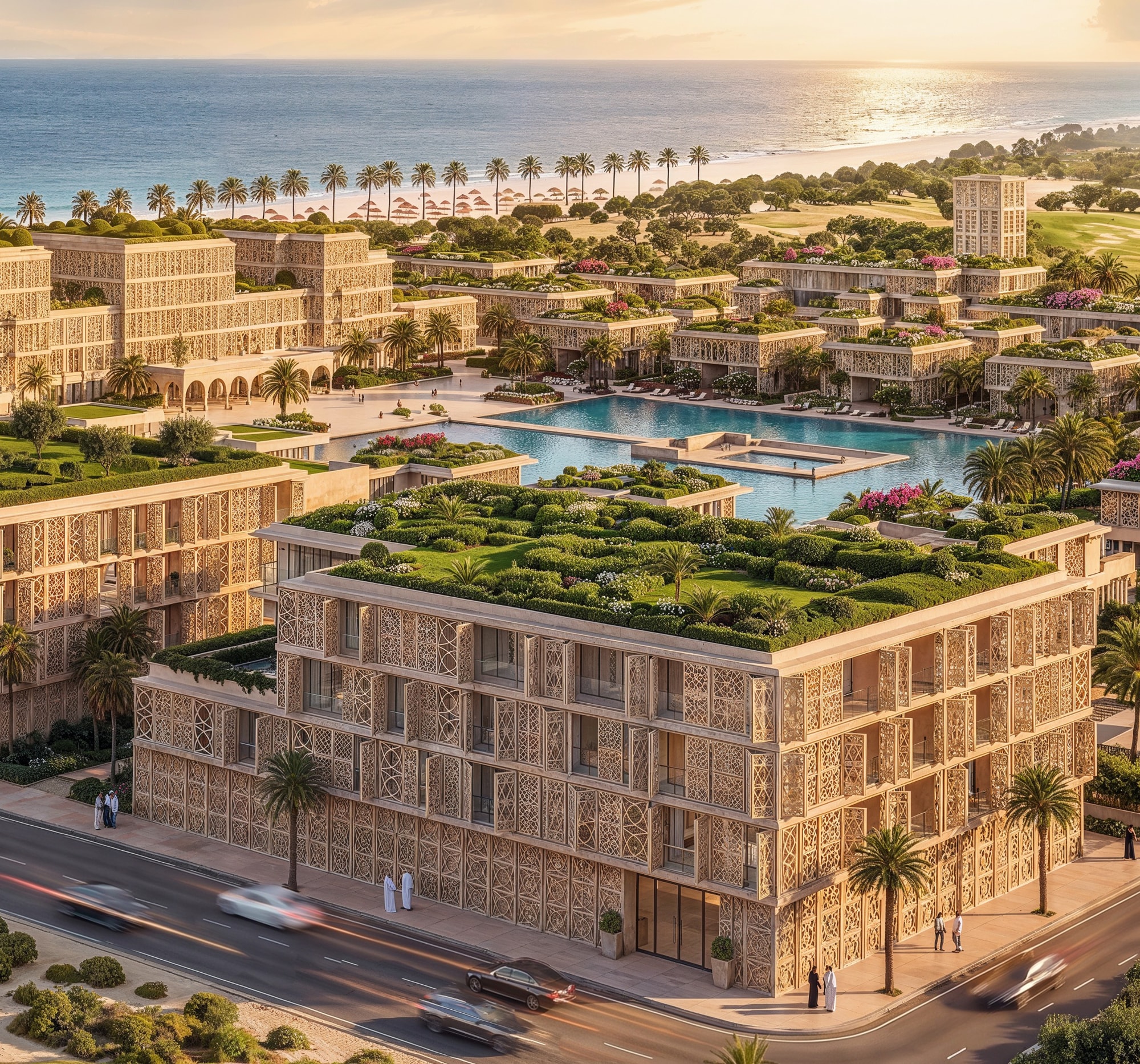 The Trussardi Residences building at Mira Ocean Estates beside the beach